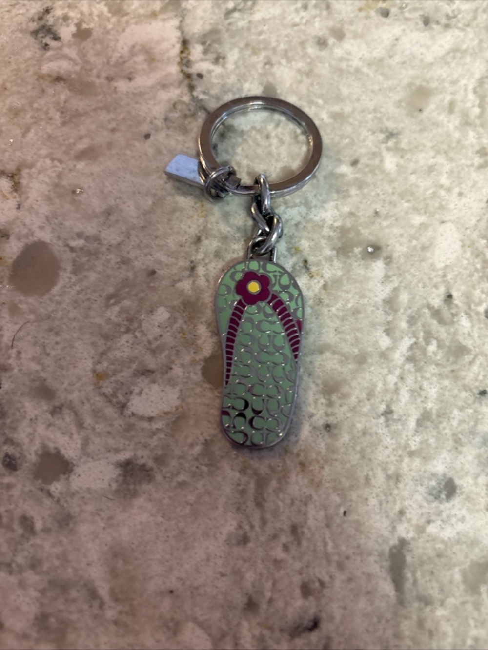 Vintage Y2K Coach Mint Green & Burgundy Flip Flop Keychain Charm - Picture 8 of 9